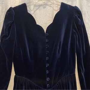 Beautiful Blue Velvet - Laura Ashley Full Length Dress Size 8
